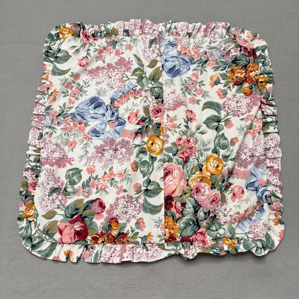Ralph Lauren Pillow Sham Allison Floral Cotton Ruffled Multi Color Vintage USA